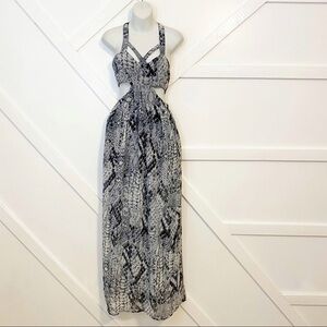 Stylestalker Snakeskin Venom Cutout Open Back Sleeveless Maxi Dress Sz 4